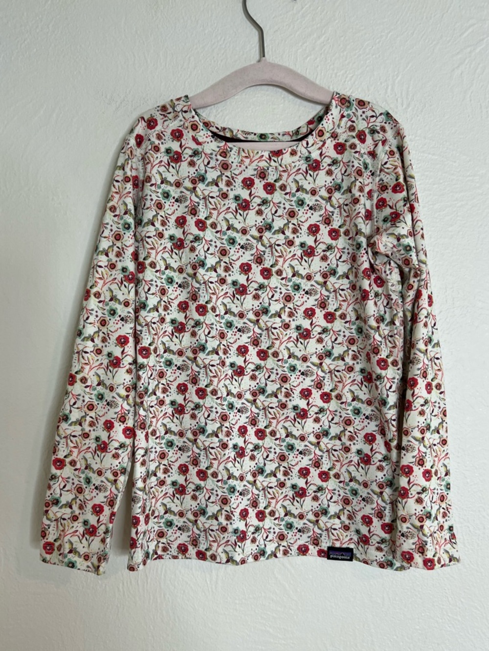 Patagonia Cream Floral Capilene Base Layer Set 5T